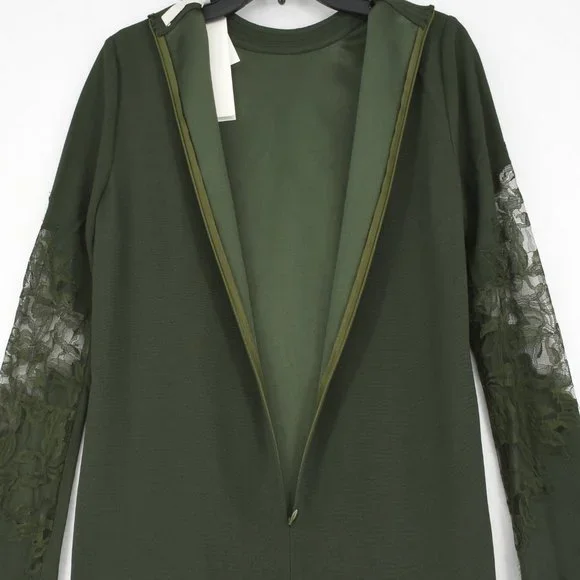 Dion Lee Dress Womens Green Lace Applique Long Sleeve Mini Knit Dress Size 4 New